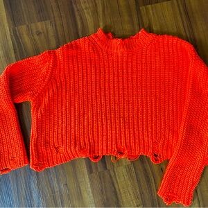 Zara cropped distressed sweater